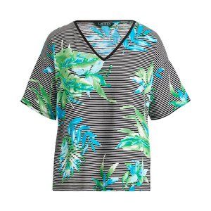 NWT Women Size Small or Large Lauren Ralph Lauren Floral Striped T-Shirt Tee Top
